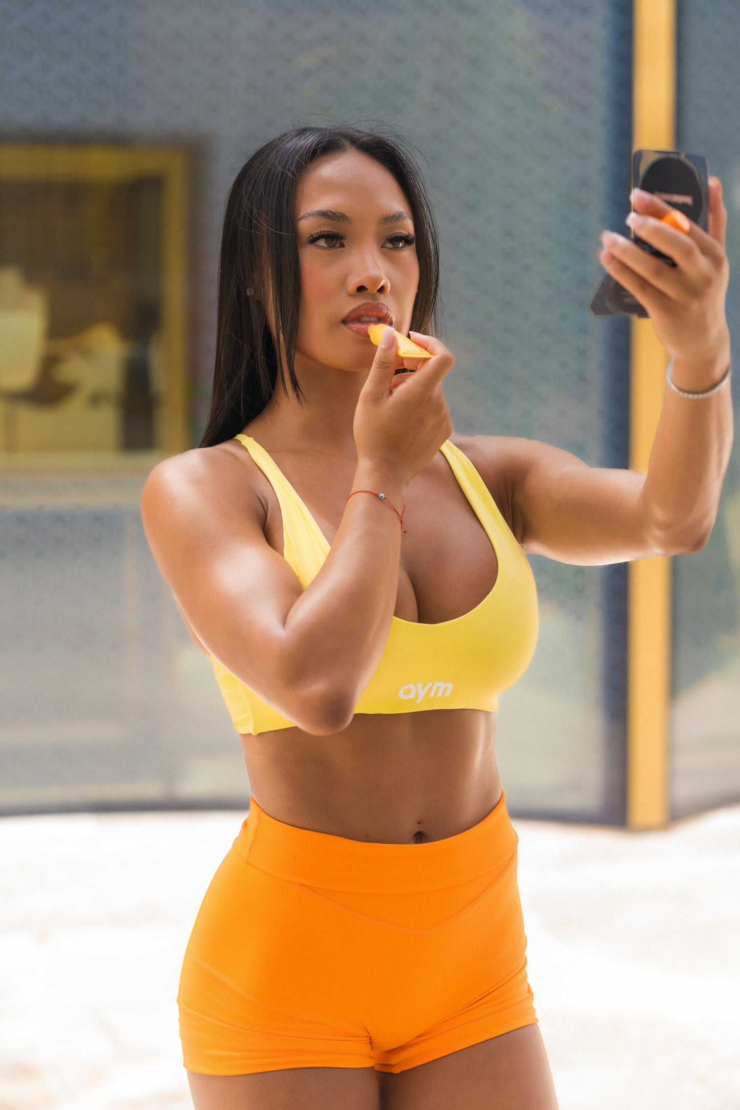 ORANGE BIKER SHORT
